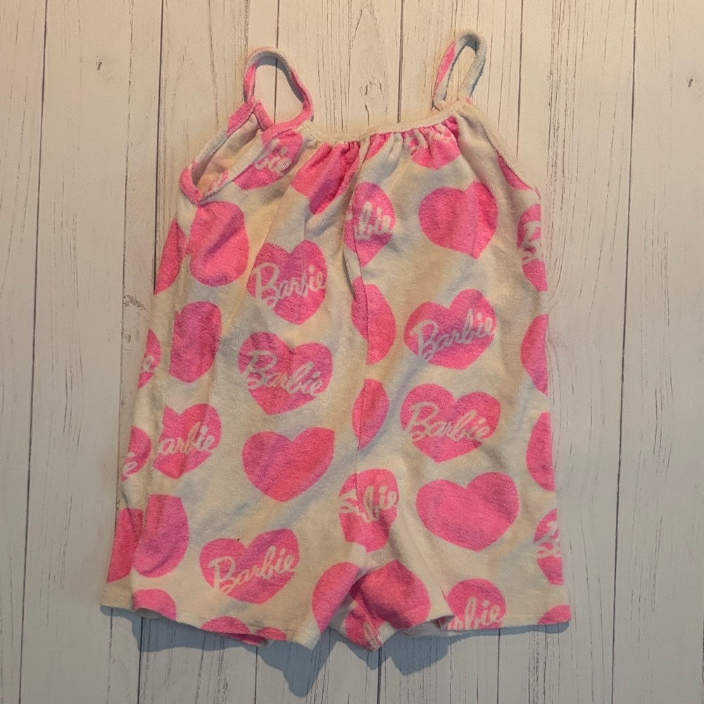 Zara Pink Heart Barbie Terry Romper